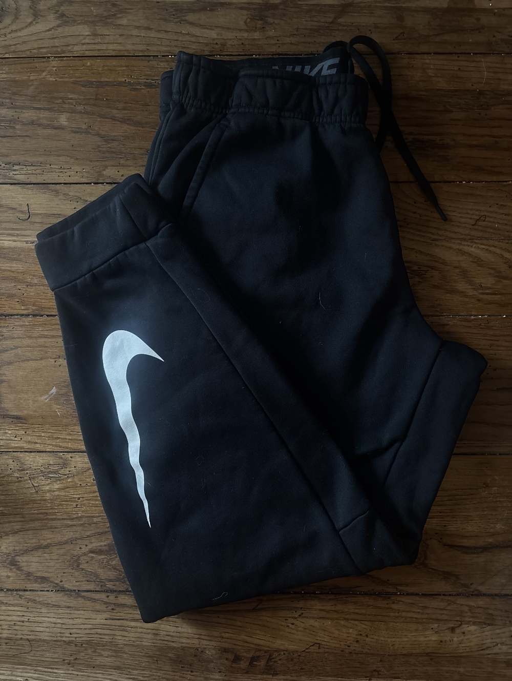 Nike Black Jogger Pants with White Swoosh